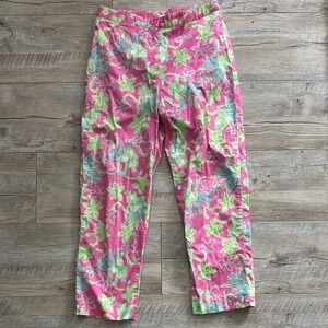 Lilly Pulitzer Hangin Around Capri Pants Size 2 Pink Monkey Parrot Tropical